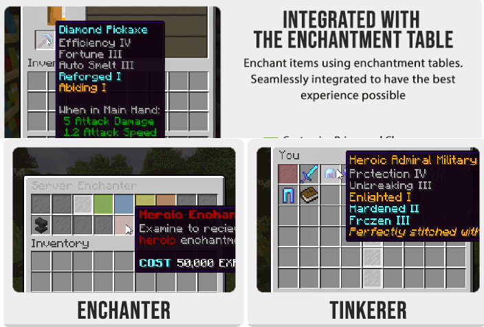Moss SMP custom enchants menu